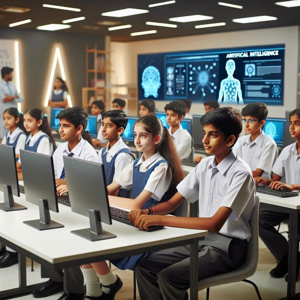 Students working in AI Lab