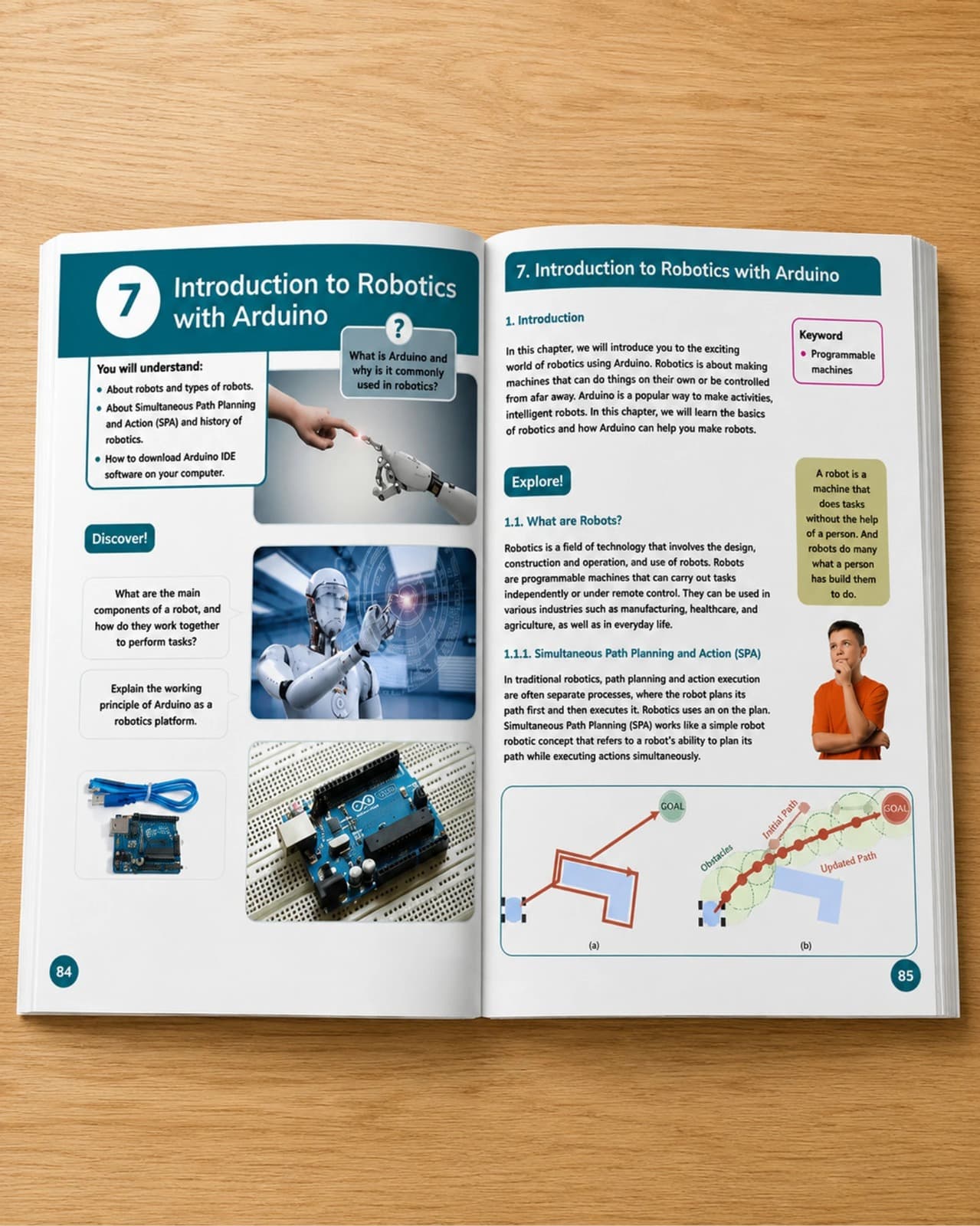 Curriculum book page: Introduction to Robotics with Arduino