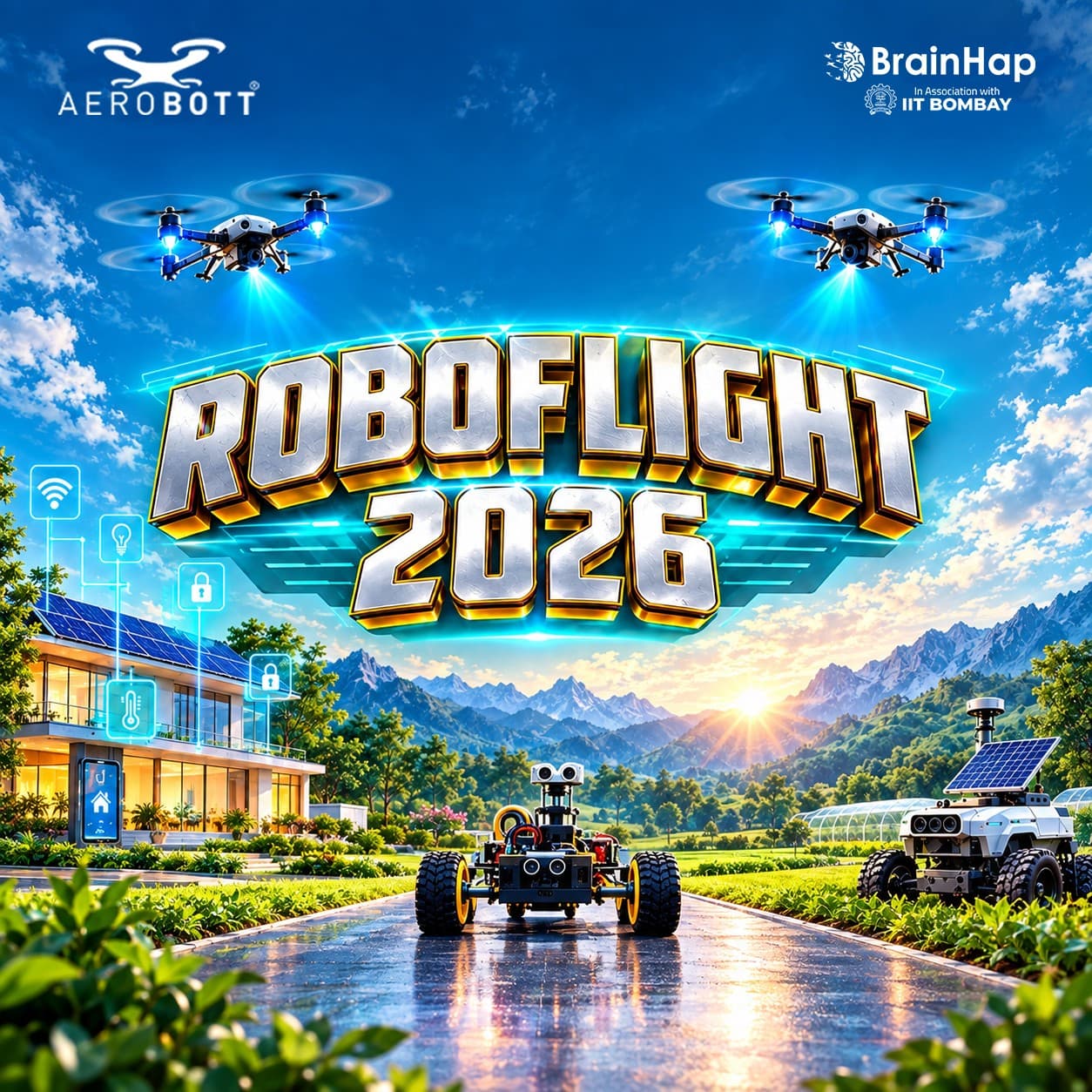 Students Flying Drones Through Obstacle Arena