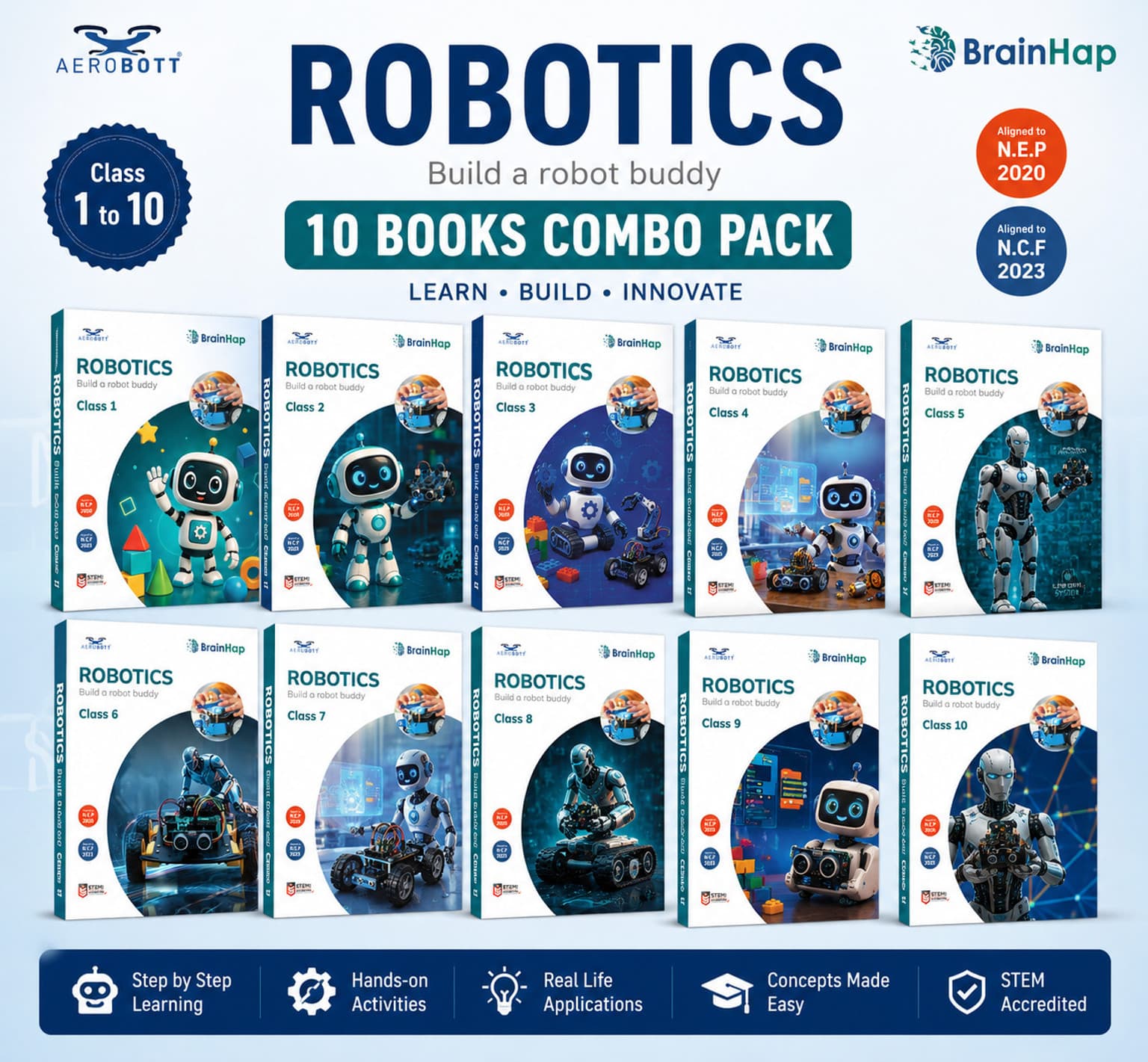 BrainHap Class 1–10 Robotics Books | Robotic Book Combo