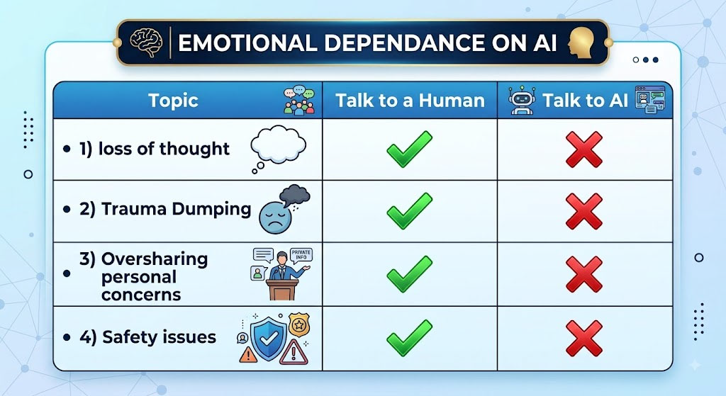 Emotional Dependence on AI - Talk to a Human vs Talk to AI